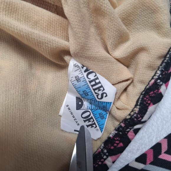 Inches Off Swimsuit atop Tankini Pink Black Rouched Tie Side Womens 18W - Picture 3 of 6